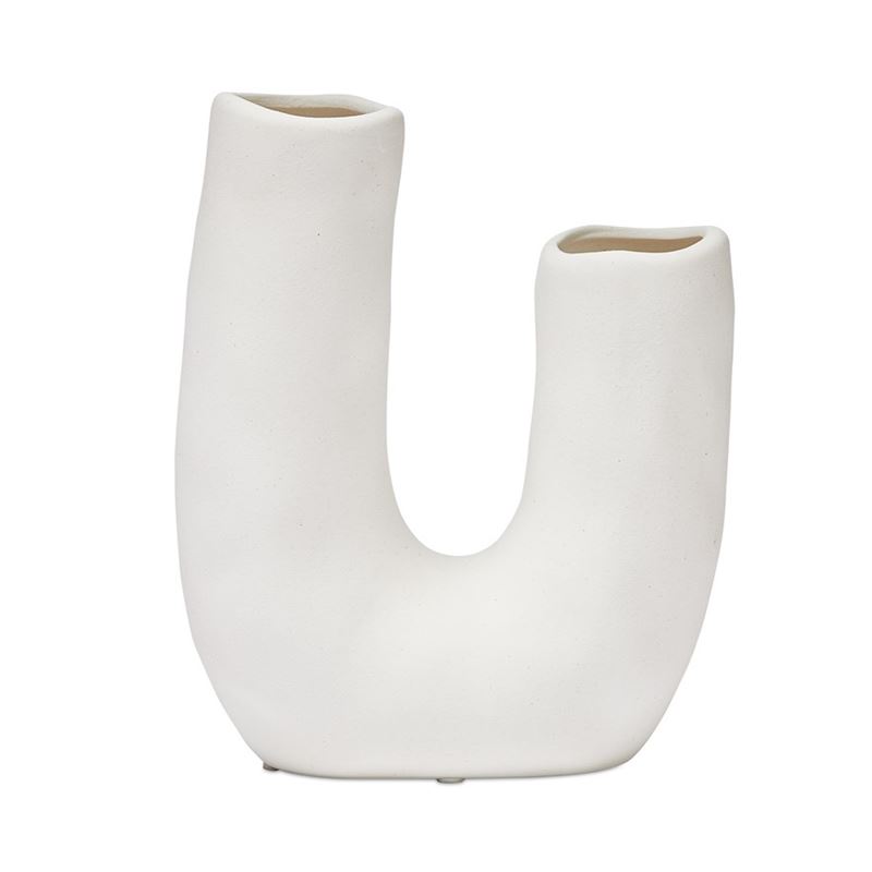 Circle Crescent White Ring Vase 