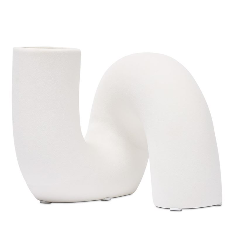 Pipe White Twist Shape Vase 