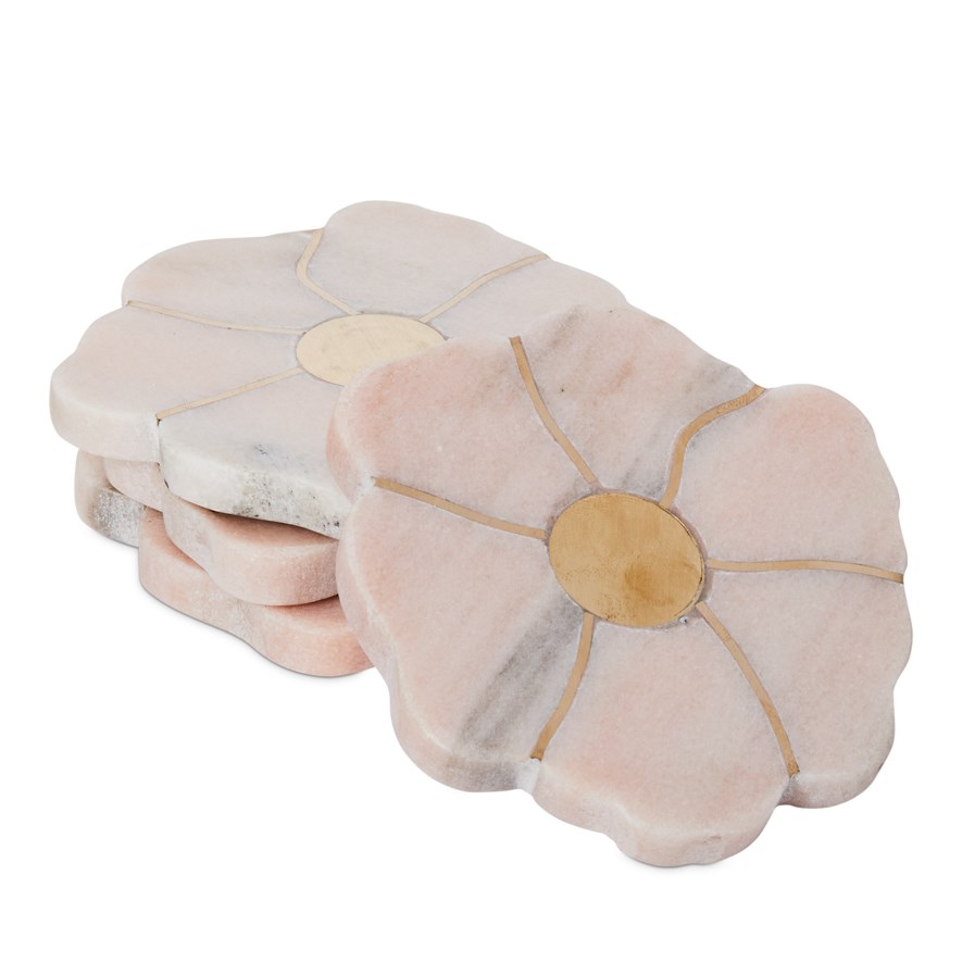 Daisy Pink & Gold Marble Coasters Pack of 4 | Adairs