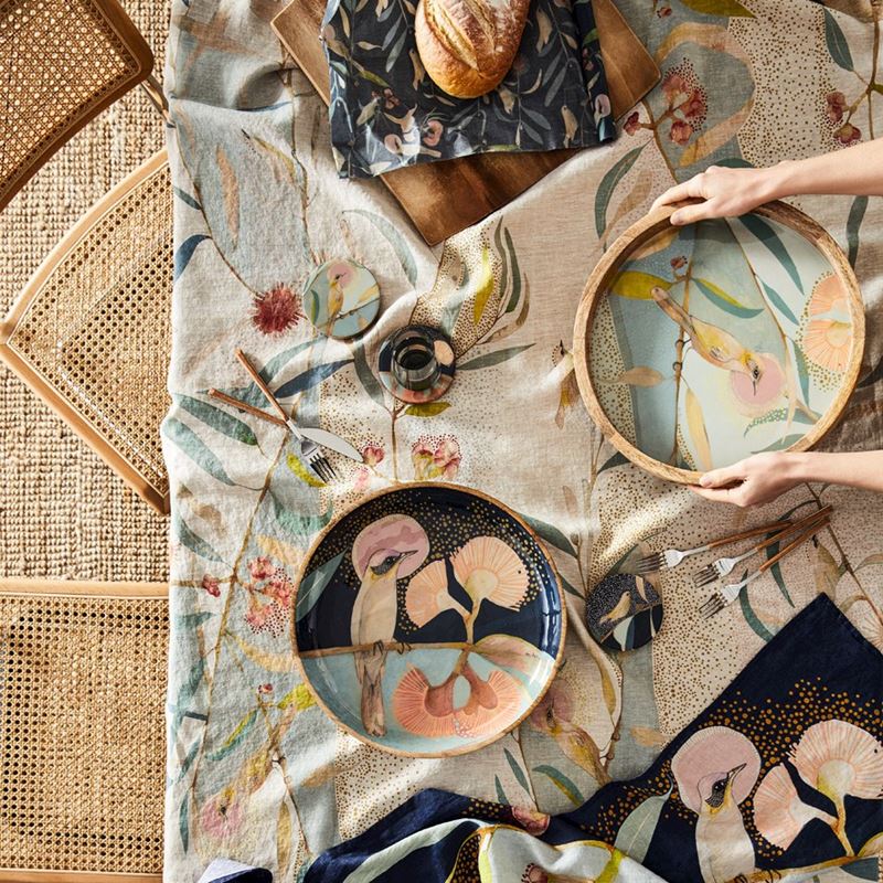 Dana Kinter Love Blooms Natural Tablecloth  