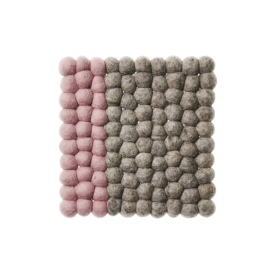 Nepalese Wool Square Trivet Light Grey & Pink Adairs
