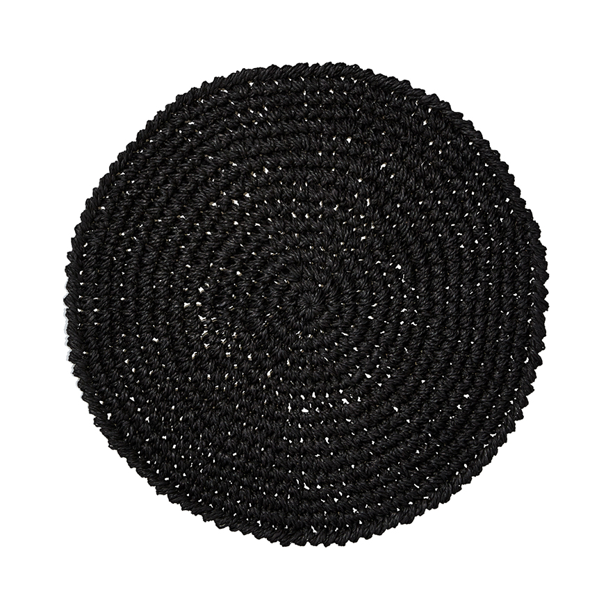 Home Republic Crochet Placemats Black Pack of 2 S18 Adairs