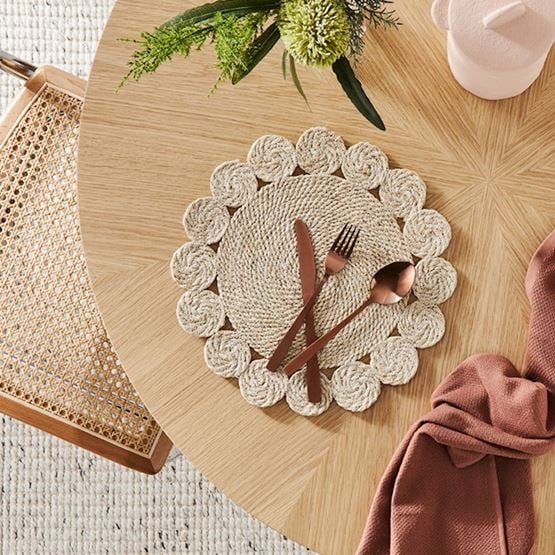 Sicily Collection Pack of 2 Natural Circle Placemats