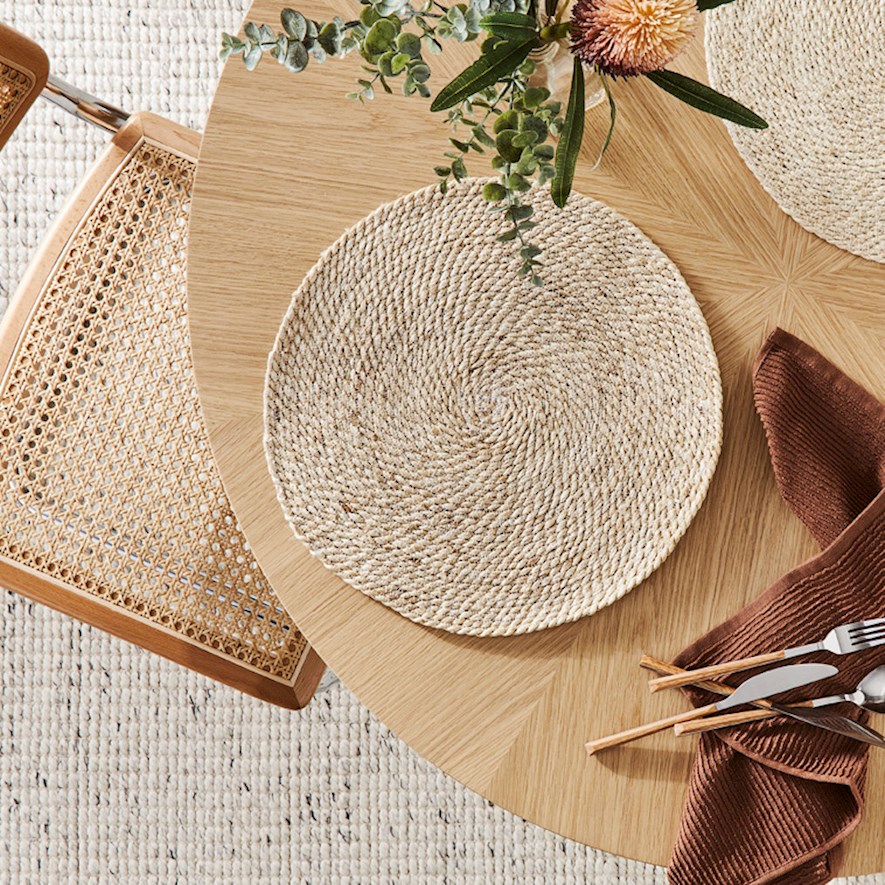 Sicily Collection Pack of 2 Natural Round Placemats Adairs