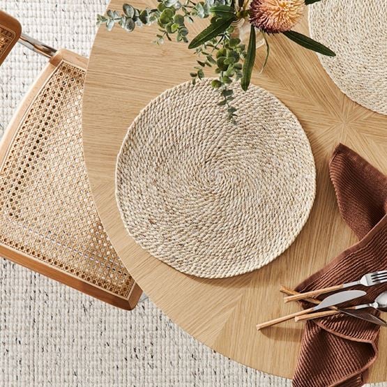 Sicily Collection Pack of 2 Natural Round Placemats