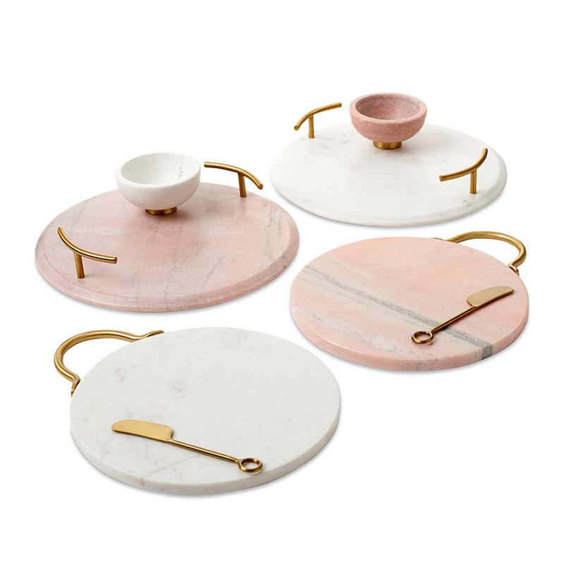 Salerno Marble Pink & Gold Cheese Set