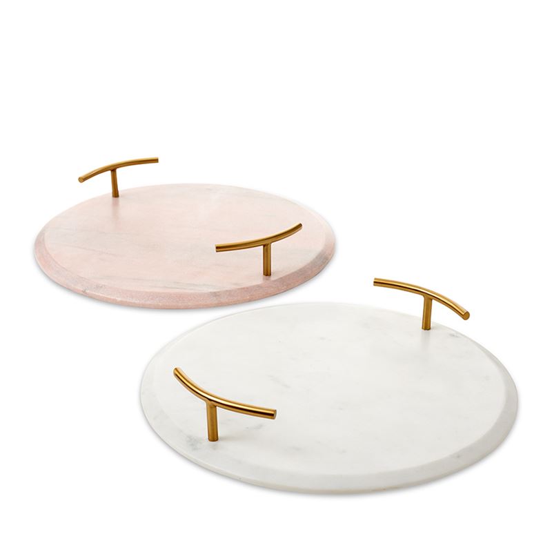 Salerno Marble White & Gold Tray