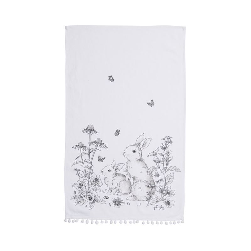Fleur Harris White & Black Rabbit Tea Towels 2 Pack