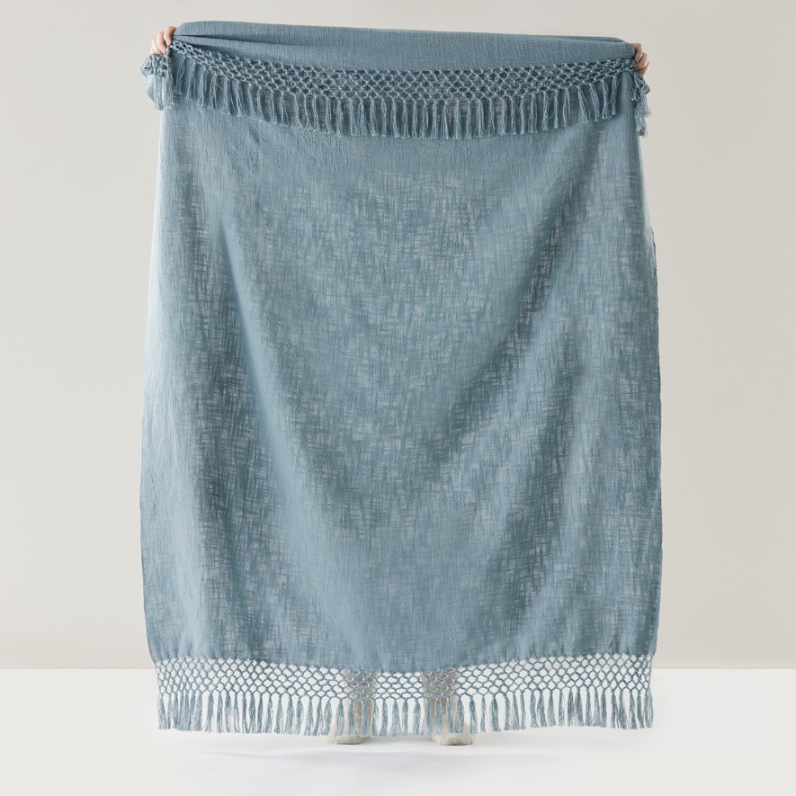 Macrame Blue Rain Knot Throw Adairs