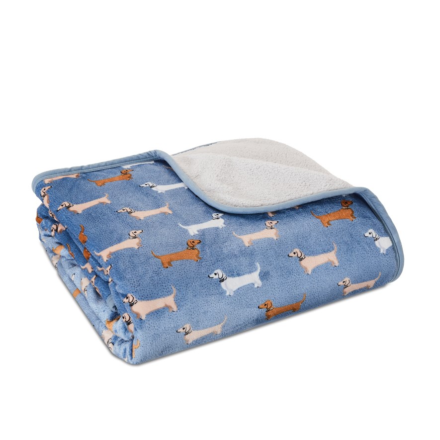 GentleSoftβ’ Printed Throw Sherpa Blanket Print-dachshund
