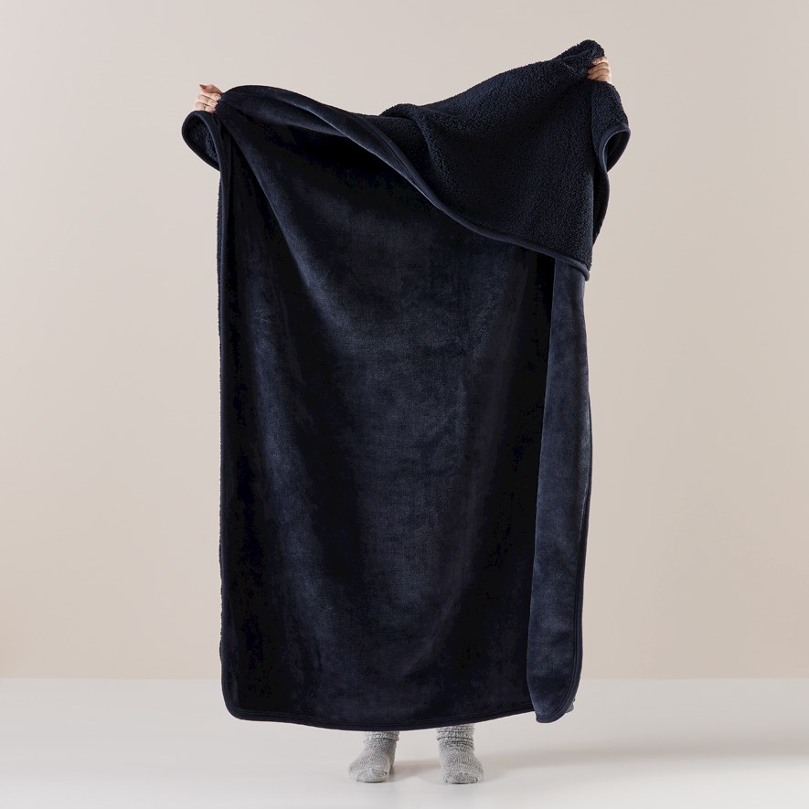 Sherpa Navy Throw Throws Adairs