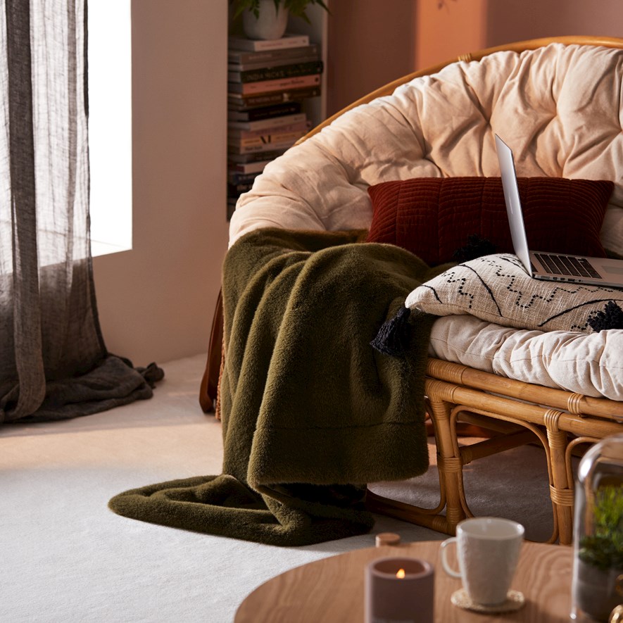 Astoria Green Fur Throw Adairs