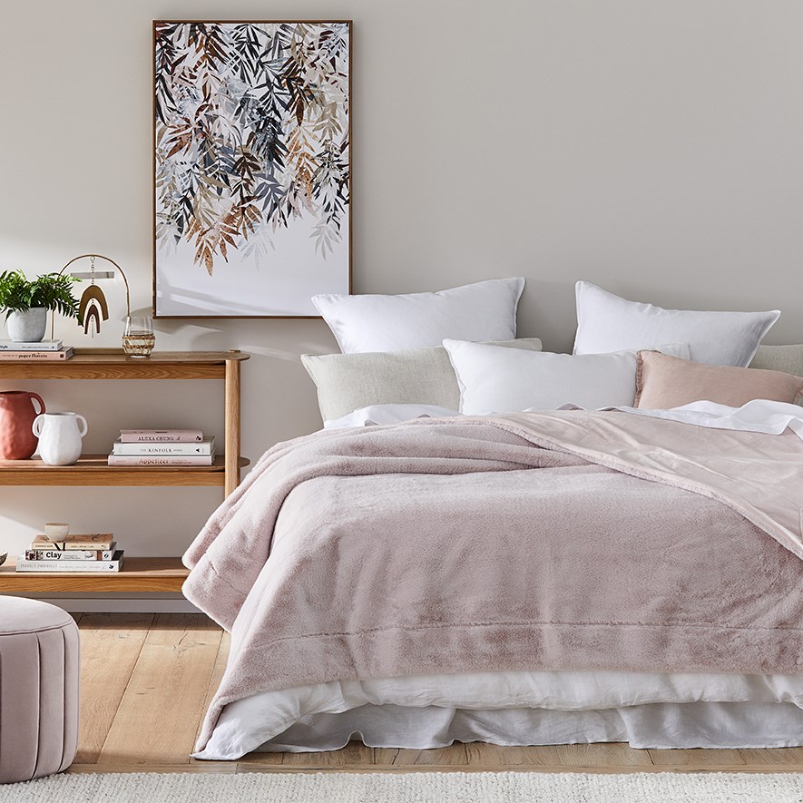 Astoria Dusty Pink Fur Blanket Adairs