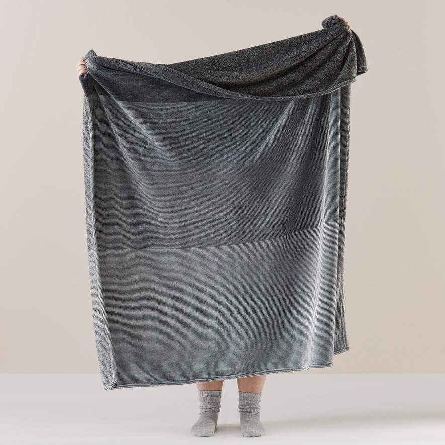 Ultrasoft Charcoal Stripe Throw Adairs