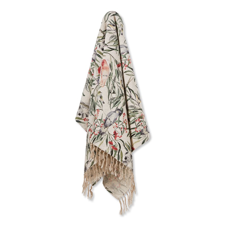 Australian Bushland Green Linen Throw Adairs
