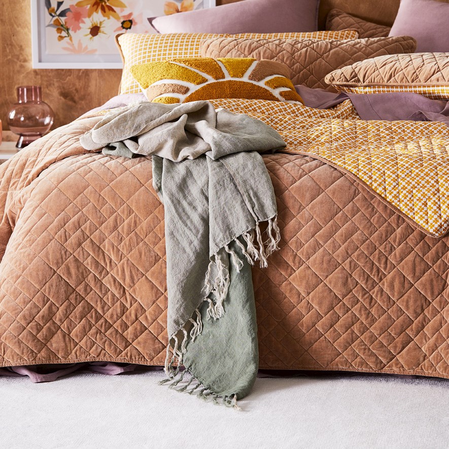 Malmo Forest Check Linen Throw | Adairs