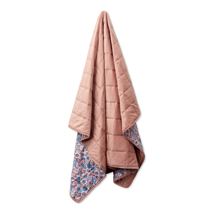 Weighted Dusty Pink Floral Throw 4kg Adairs