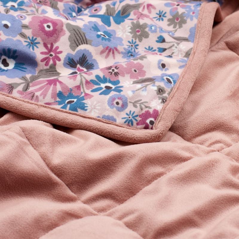 Weighted Dusty Pink & Floral Throw - 4kg