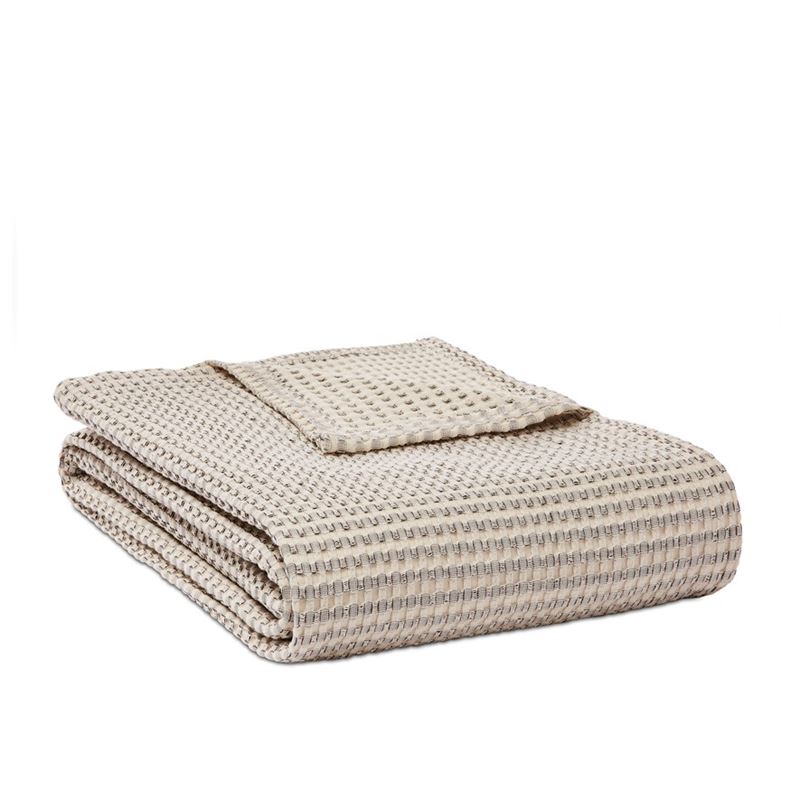 European Collection Turkish Cotton Natural and Grey Waffle Blanket