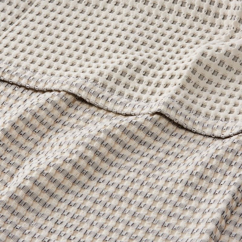 European Collection Turkish Cotton Natural and Grey Waffle Blanket