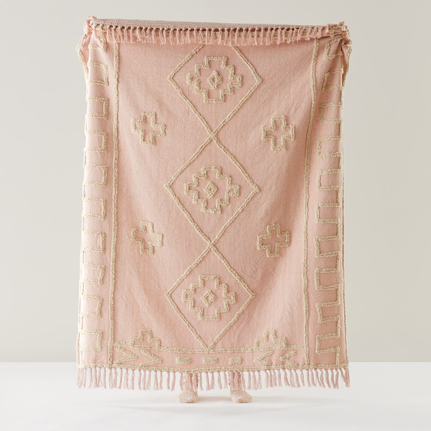 Reggie Pink Tufted Throw Adairs
