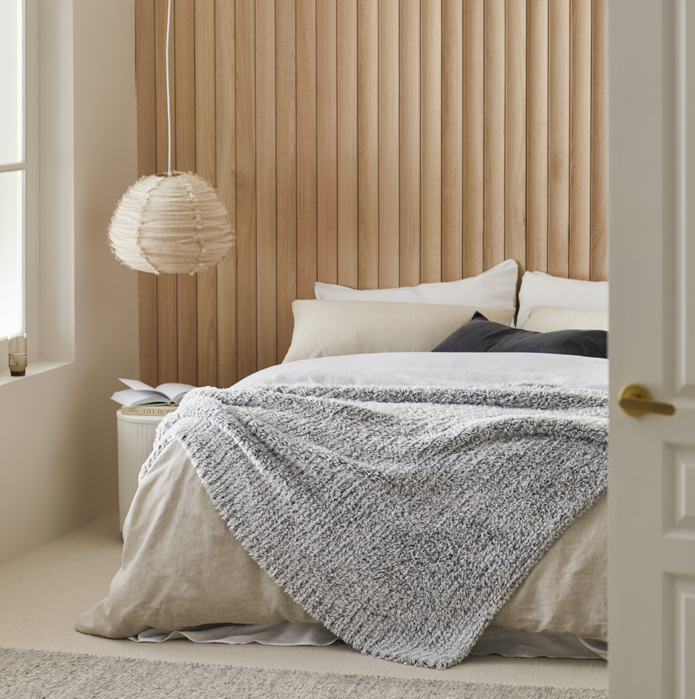 Munich Grey Feather Yarn Throw Adairs