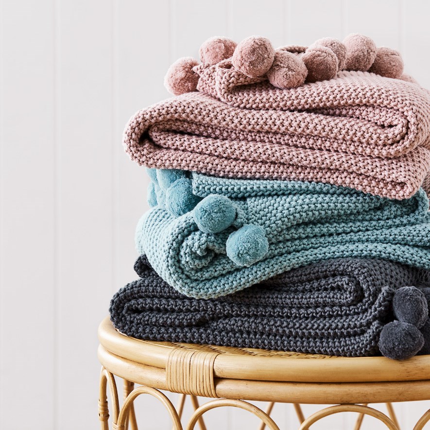 Adairs pom top pom throw