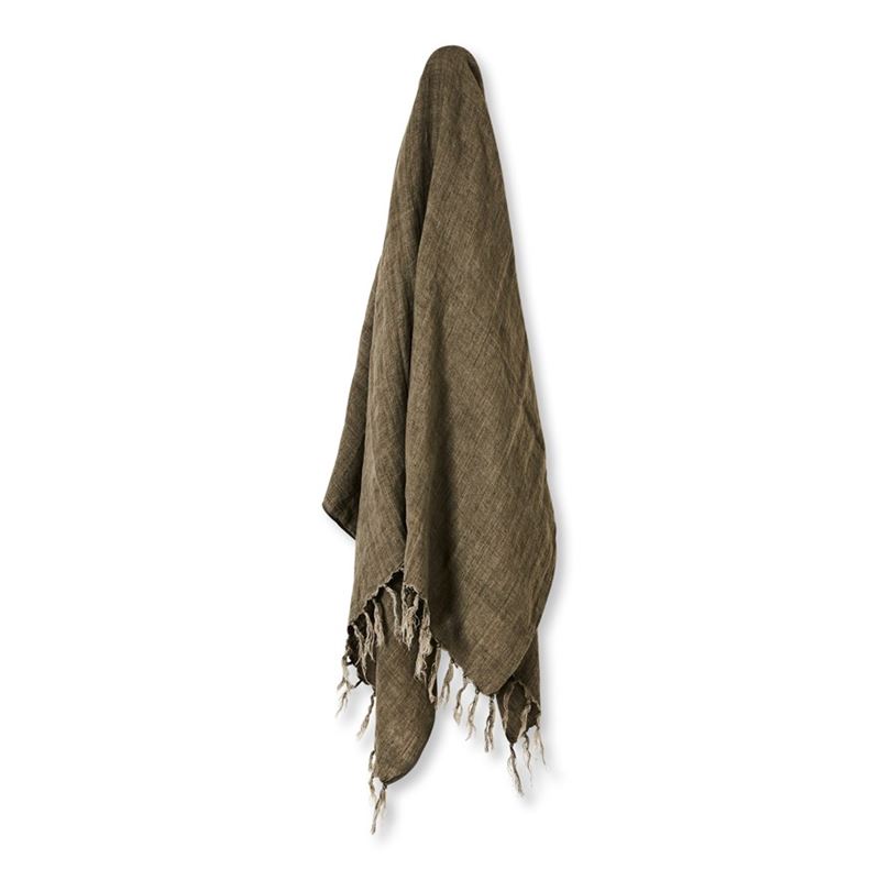 Malmo Dusty Olive Linen Throw