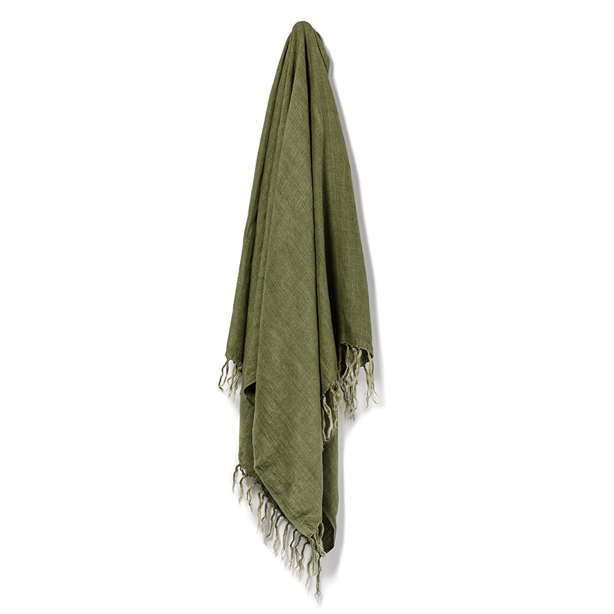 Malmo Olive Linen Throw Adairs