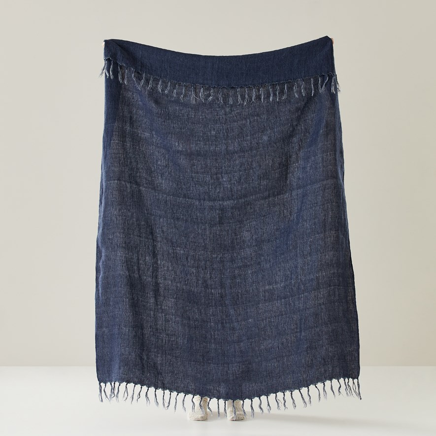 Malmo Denim Linen Throw Adairs