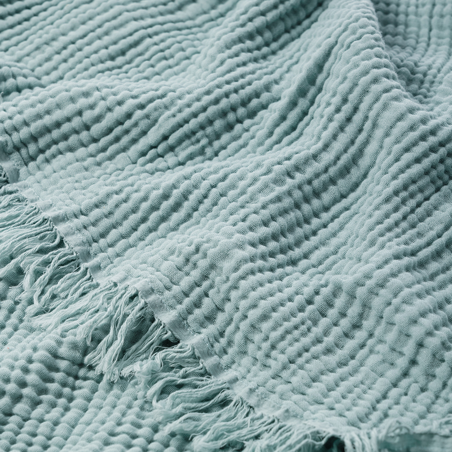 Adana Slate Blue Bed Throw Adairs