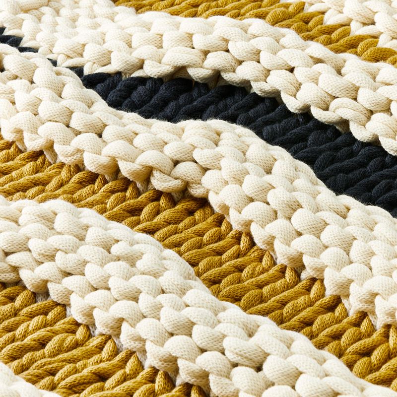 Newport Mustard & Navy Stripe Chunky Knit Throw
