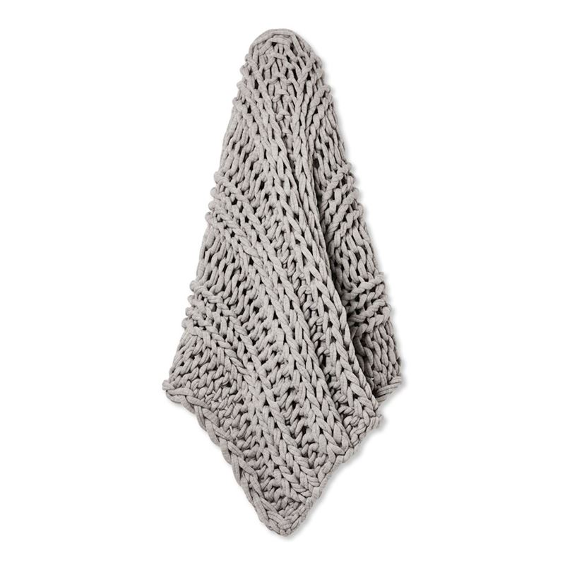 Newport Grey Marle Chunky Knit Throw