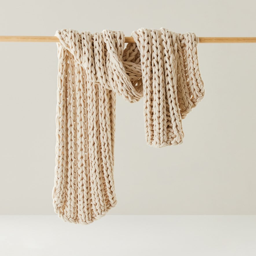 Newport Natural Chunky Knit Throw | Adairs