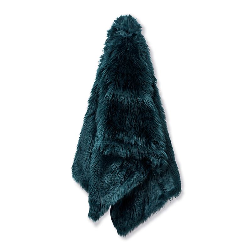 Alpine Teal Fur Throw | Adairs