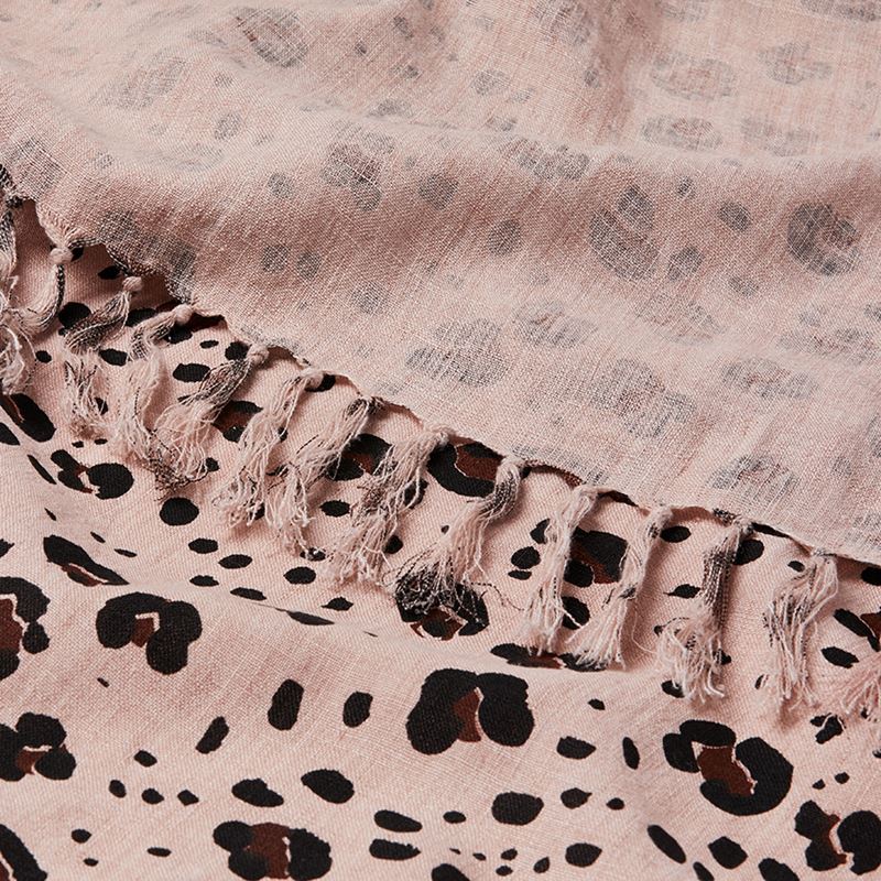 Malmo Blush Leopard Print Linen Throw