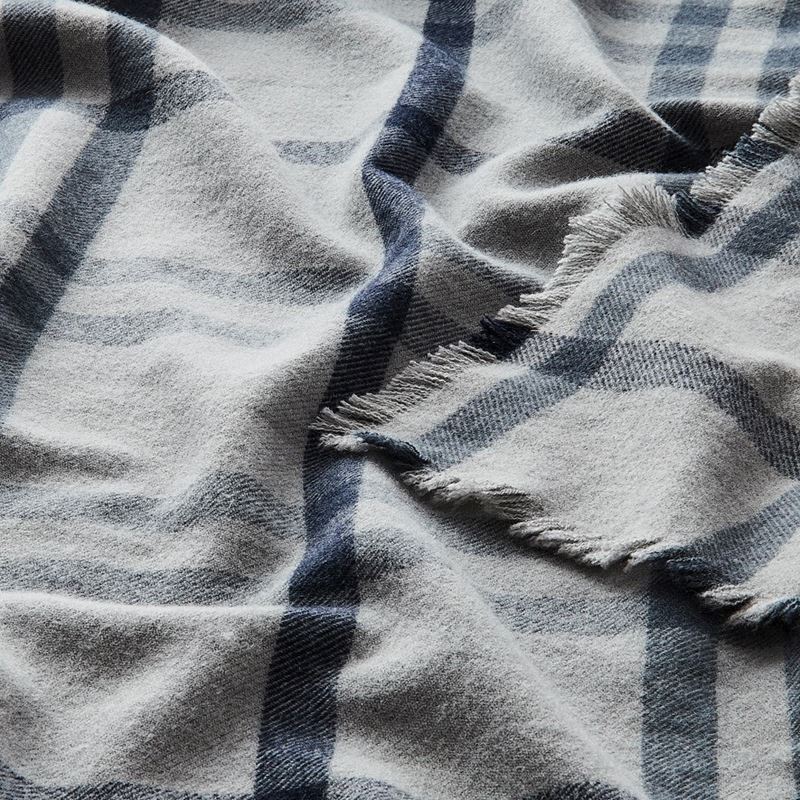 Australian Lambswool Grey & Navy Blanket