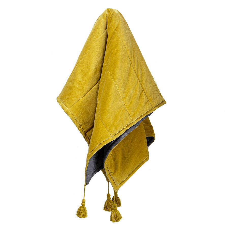 Mercer + Reid Bombay Mustard Quilted Velvet Throw Adairs
