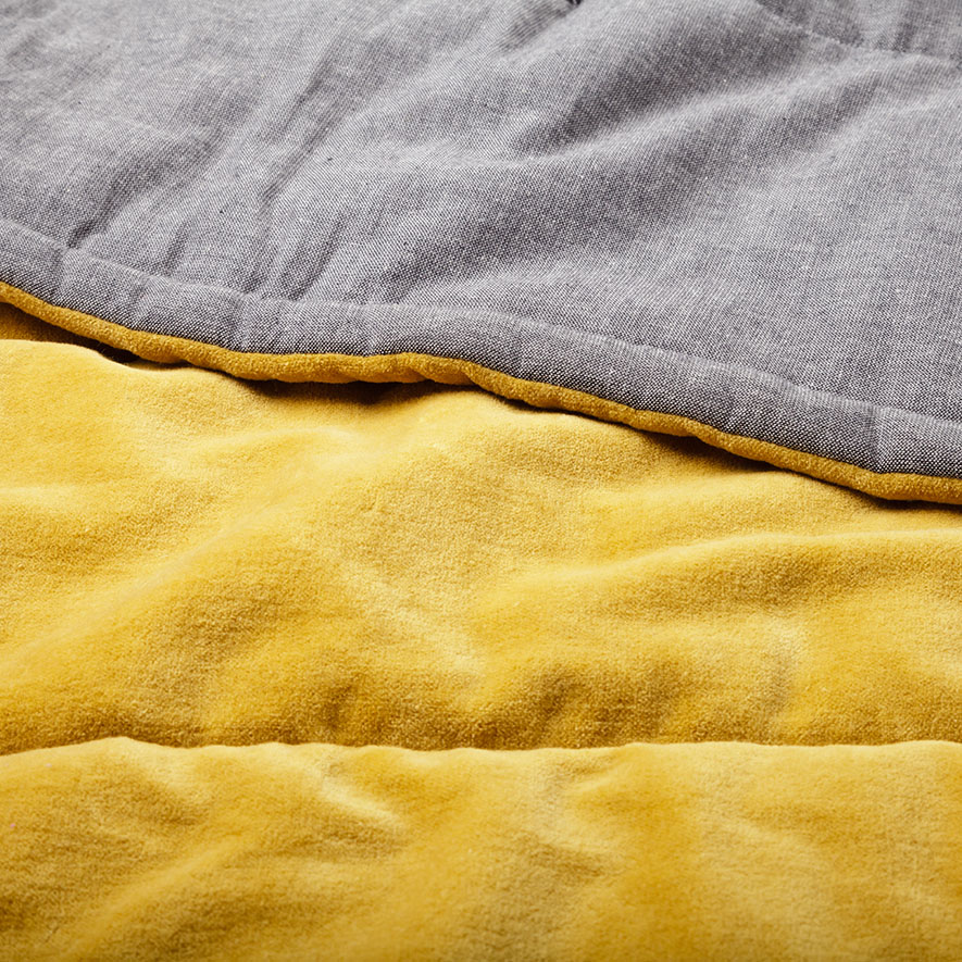 Mercer + Reid Bombay Mustard Quilted Velvet Throw Adairs
