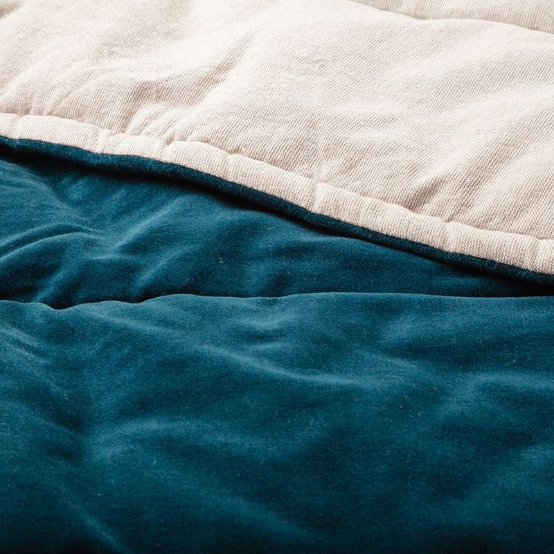Bombay Teal Quilted Velvet Throw