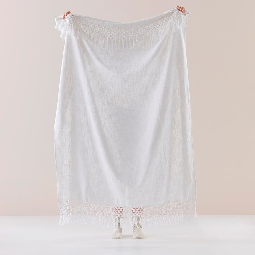 Macrame White Knot Throw Adairs