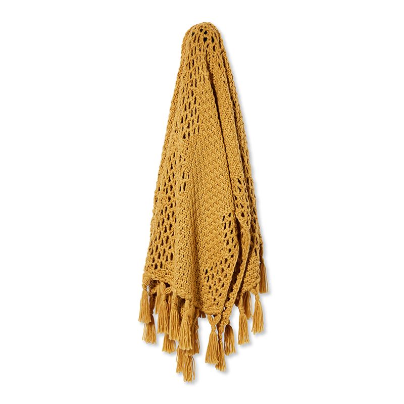 Sinclair Mustard Knit Throw