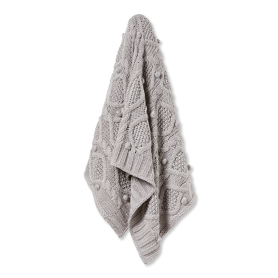 Mornington Grey Cable Knit Throw Adairs