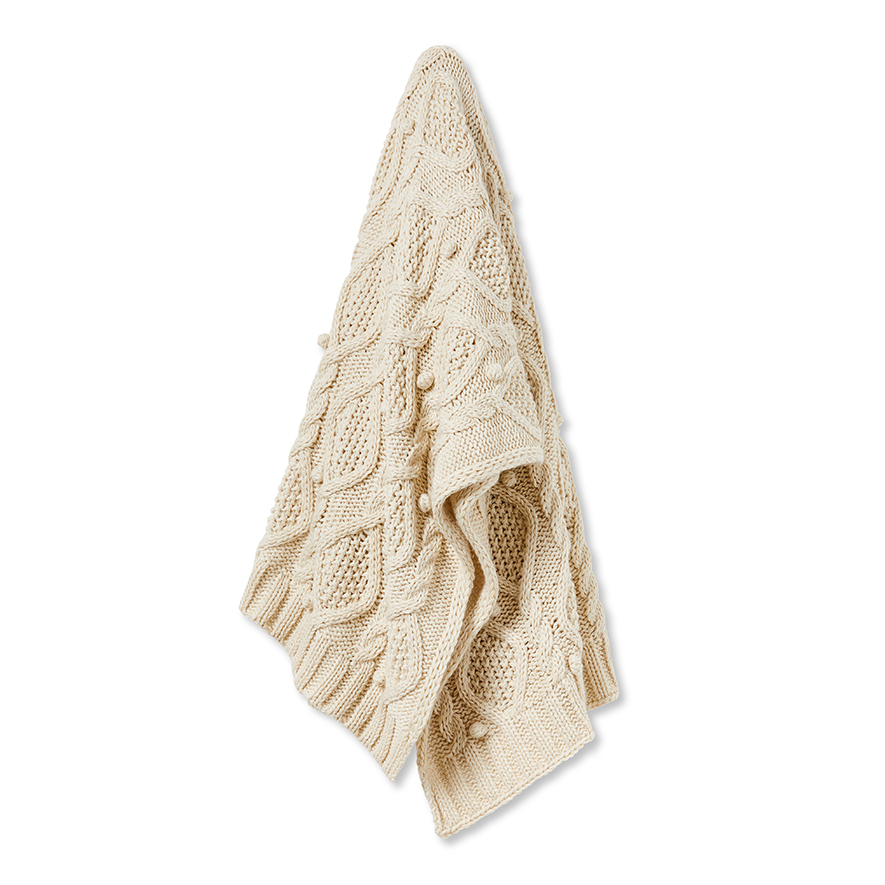 Mornington Ivory Cable Knit Throw Adairs