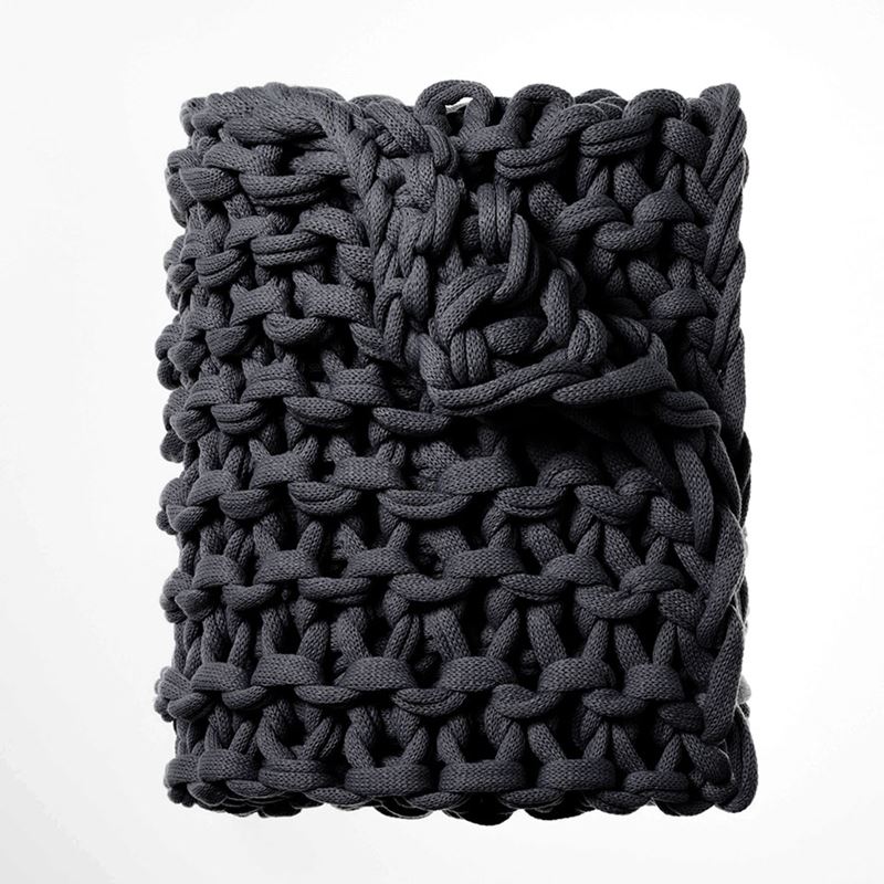 Zephyr Coal Hand Knit Throw