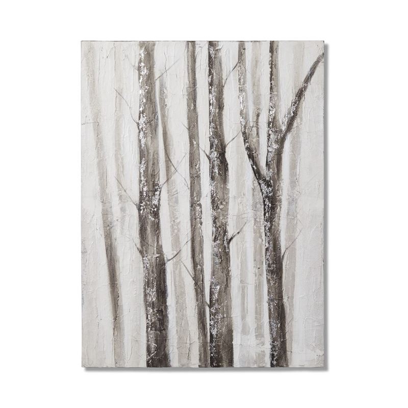 Winter Haze Silver Grey Birch Forest Wall Art