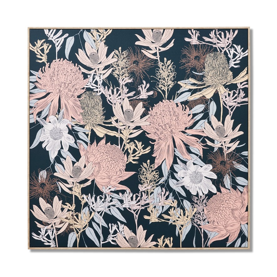 Native Etched Midnight Banksia Wall Art Adairs