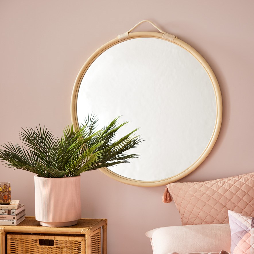 Hook Rattan 90D Natural Round Mirror Adairs