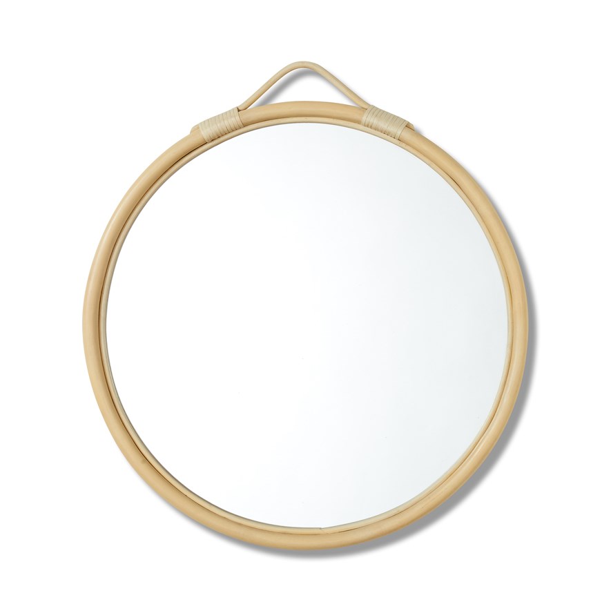 Hook Rattan 70D Natural Round Mirror Adairs