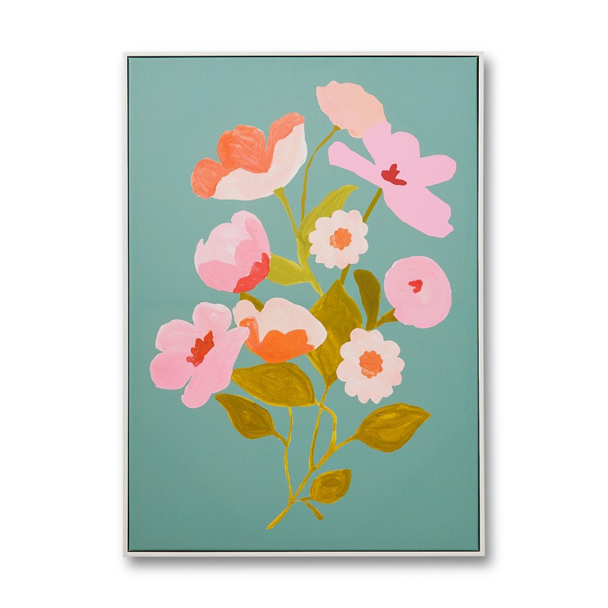 Kitsch Deep Sage Posey Floral Canvas Adairs